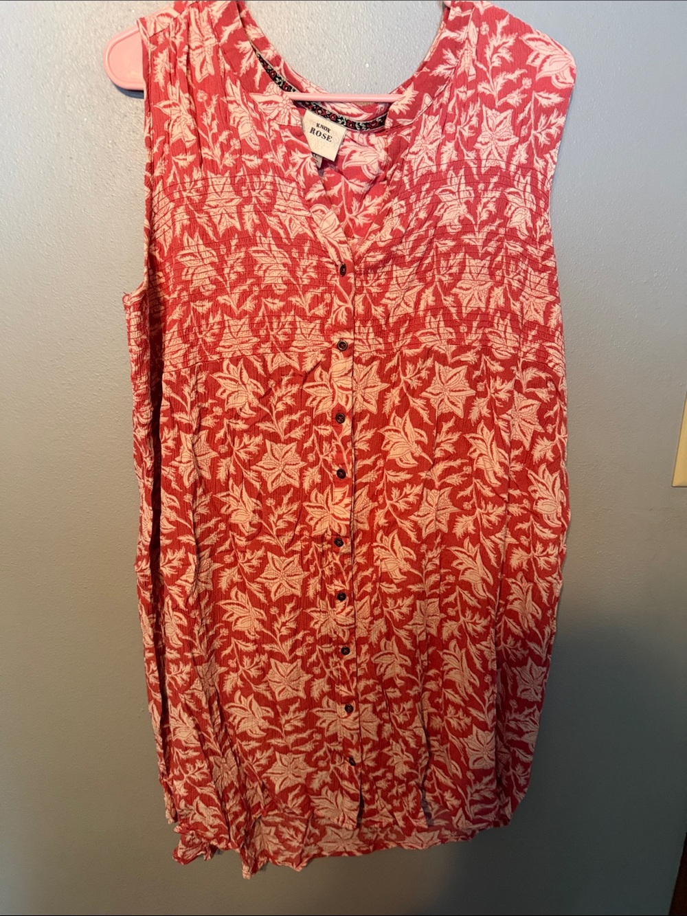 Knox Rose Pink and White Floral Button-Front Dress